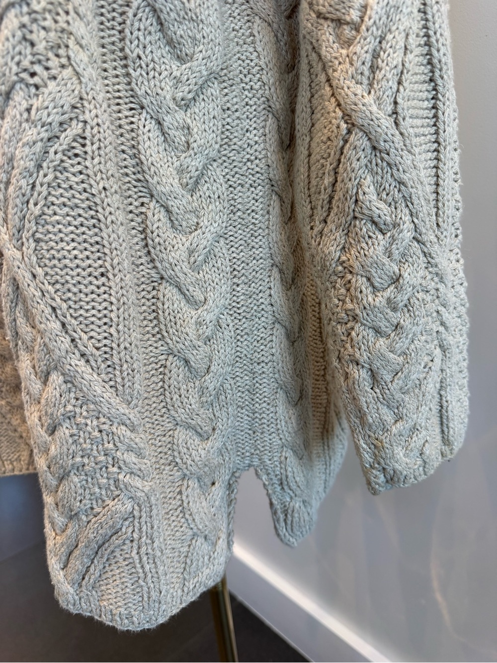 Harold's Vintage Cream Cable Knit Mockneck Sweater Cotton Linen Size M - Picture 4 of 8
